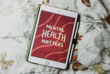a tablet with the words mental health matters on it