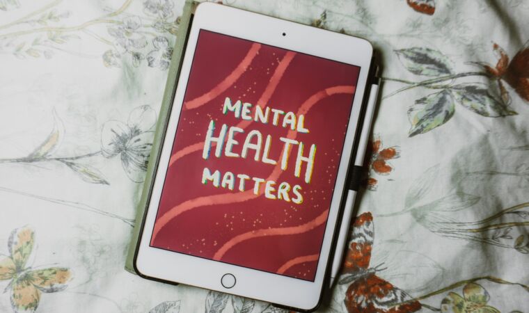 a tablet with the words mental health matters on it